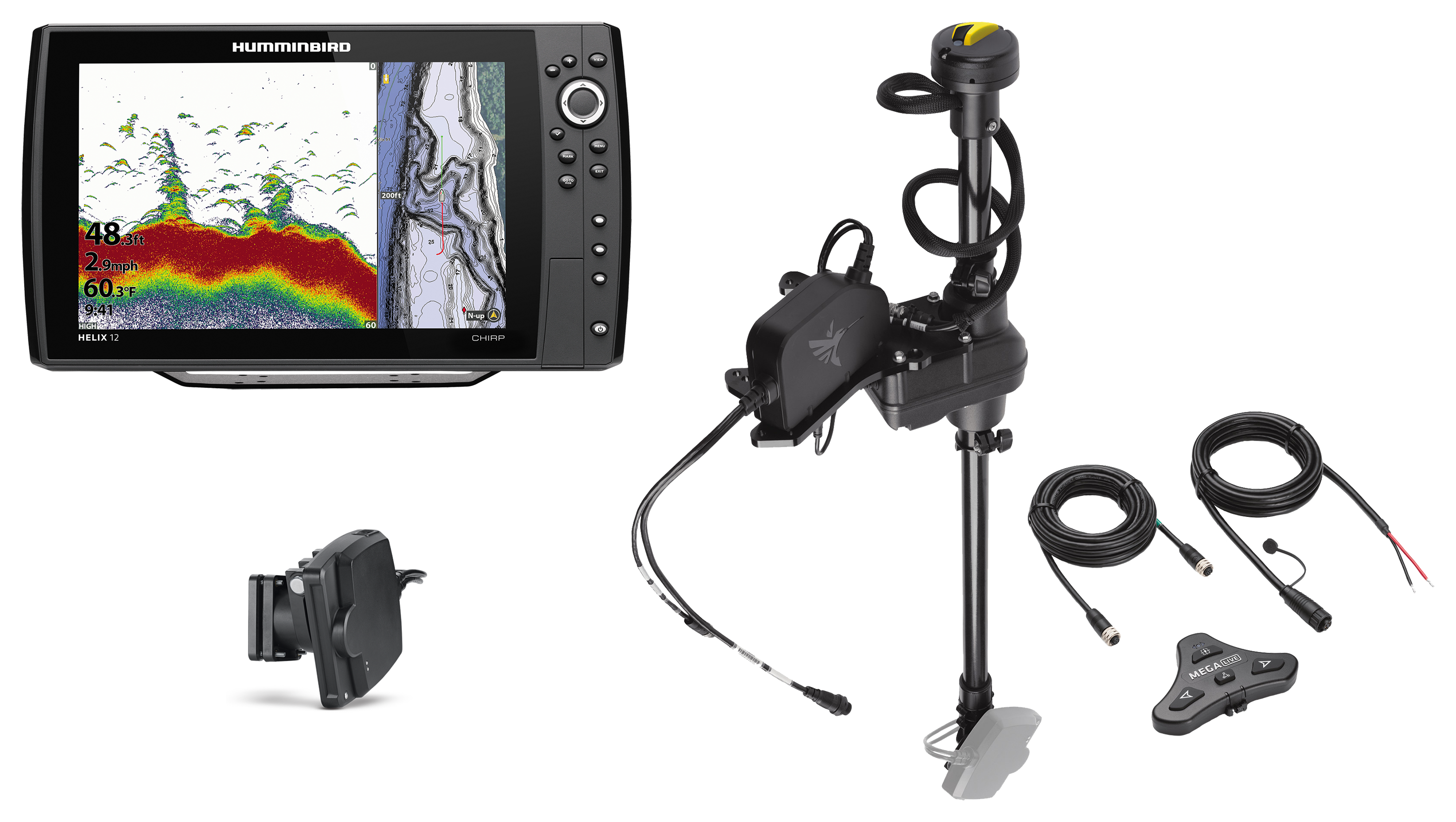 Humminbird HELIX 12 CHIRP MEGA SI+ GPS G4N Fish Finder Bundle with MEGA
